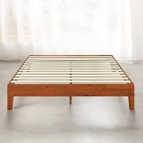 Mellow Naturalista Grand - 12 Inch Solid Wood Platform Bed with Wooden Slats - No Box Spring Needed - Full (Cherry)