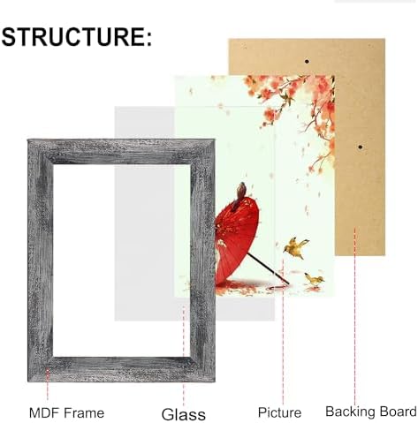 xnlkros Picture Frame Set 10 pack, Farmhouse Photo Frames, Gallery Wall Frame Collage, 8x10 5x7 4x6 Frames in 3 Different Finishes Picture Frames For Wall or Desk,Rustic Black