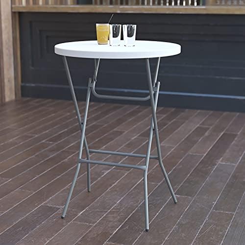 Flash Furniture 2.6 ft Plastic Round Folding Table, Granite White, 8-Pack