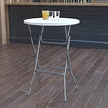Flash Furniture 2.6 ft Plastic Round Folding Table, Granite White, 8-Pack