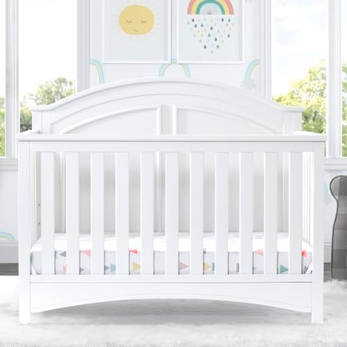 Delta Children Perry 6-in-1 Convertible Crib & Mattress, Bianca White