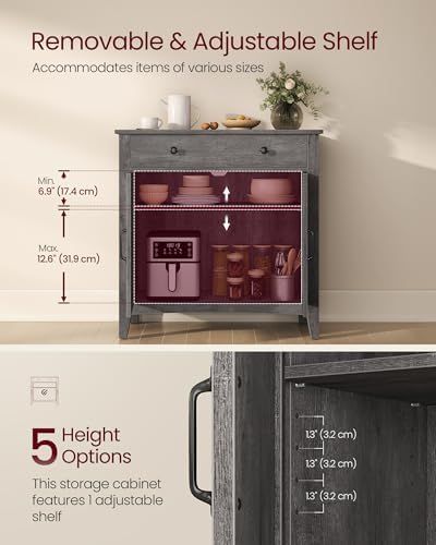 VASAGLE Buffet Cabinet, Coffee Bar with a Drawer, Adjustable Shelf
