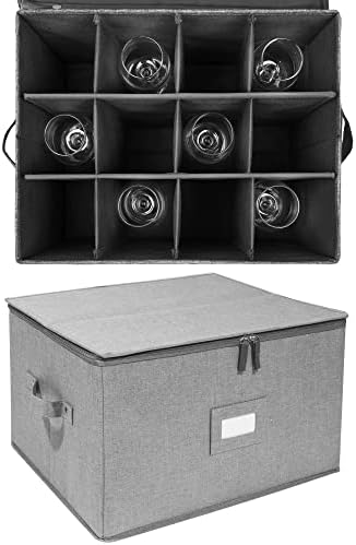 Stemware Storage Cases, Wine Glass Storage Box Containers with Dividers