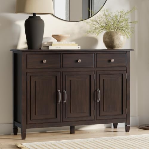 SIMPLIHOME Connaught 51" Solid Wood Cabinet in Chestnut Brown