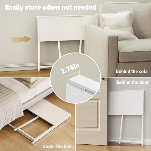 WOHOMO Folding Desk, 39.4" Foldable Computer Table for Small Spaces, White