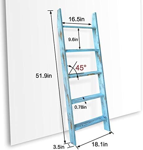 Blanket Ladders for the Living Room, Blanket Holder 5-Tier Blue