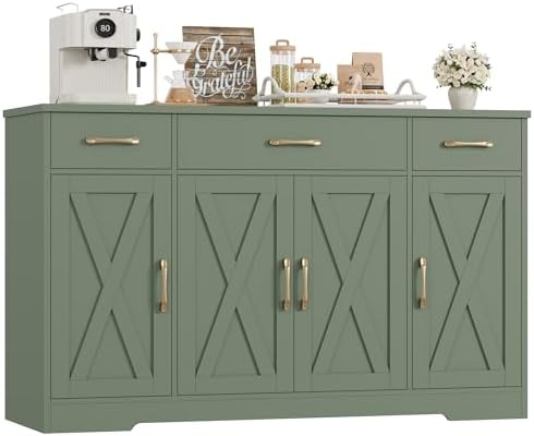 HOSTACK Kitchen Buffet Sideboard Storage Cabinet, Coffee Bar Cabinet, Green