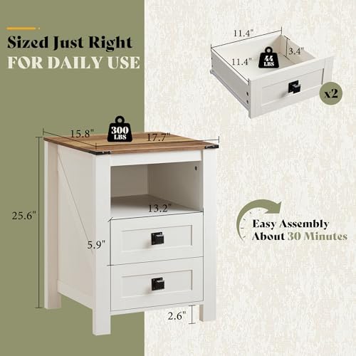 AMERLIFE 3-Piece White Bedroom Set with 4-Drawer Dresser & 2 Nightstands