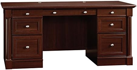 Sauder Palladia Office Desk with Drawers, Executive Desk with File Cabinet Storage, Cable Management, Keyboard Tray, in Select Cherry Finish