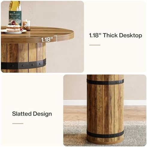 Tribesigns Round Bar Table, 39.4-Inch Bar Height, Bistro Pub Table