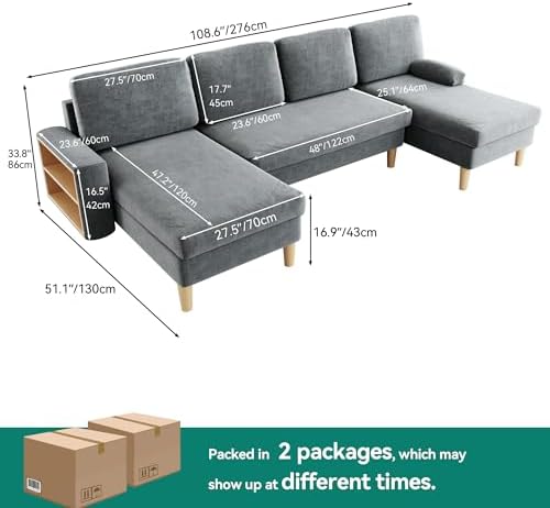 YITAHOME 109"Sectional Couches for Living Room,U Shaped Couch w/4 Seat Sofa