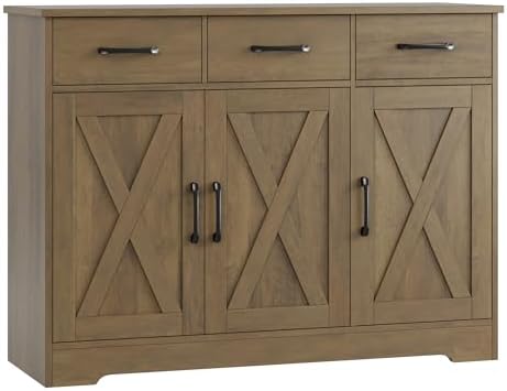 HOSTACK Kitchen Buffet Cabinet with Storage, Sideboard Coffee Bar, Brown