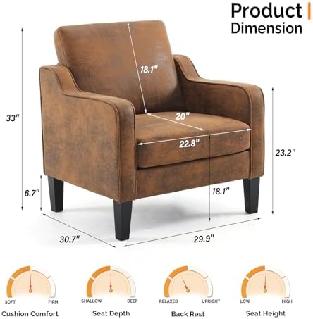 VINGLI Upholstered Gold Foil Accent Chair, Armchair for Living Room, Rustic