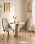High Back Dining Chairs Set of 2, Mid-Century Modern Living Room Chairs, Velvet Comfortable Seats with Sturdy Legs Upholstered Farmhouse Kitchen Chairs for Bedroom Office Easy Assemble-Grey