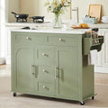 ONBRILL 47" Kitchen Island with 2 Storage Cabinets & 5 Drawers, Green