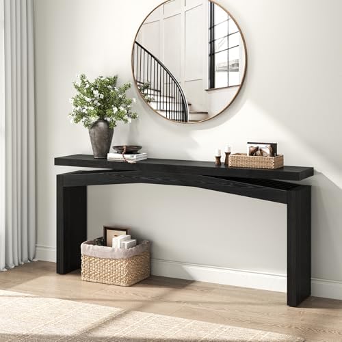 Epecoya 63-Inch Black Console Tables for Entryway Mid Century