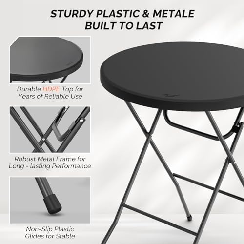 VINGLI 32" Cocktail Table, Folding Round Table Bar Height, High Top Table