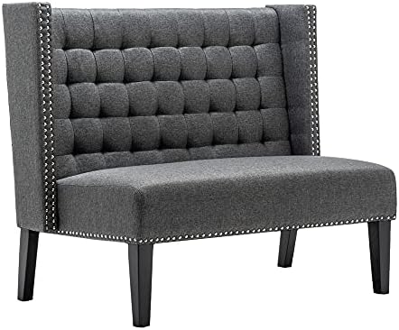 Andeworld Modern Loveseat Settee Bench Sofa Couch, Linen Fabric,Slate
