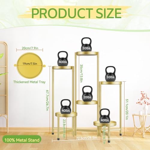iDavosic.ly Plant Stand Indoor Outdoor, 6 Tier Metal Corner Shelf, Gold