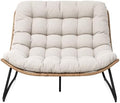 Outdoor Loveseat 2-Seat Wicker Rattan Boho Patio Sofa Beige 1PC