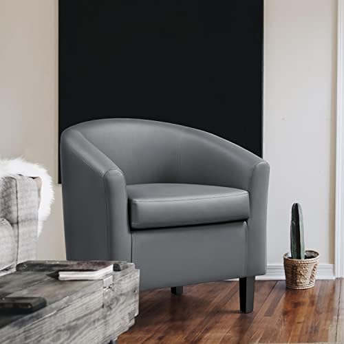 Topeakmart Faux Leather Club Chair, Modern Accent Chair, Gray