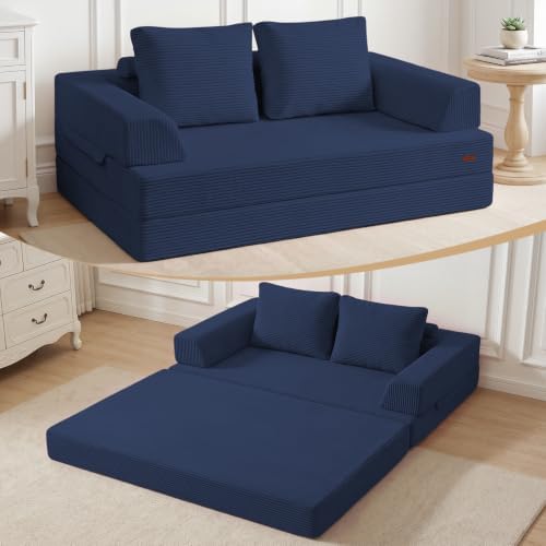 COMAX Convertible Futon Sofa Bed, 59" Folding Boneless Loveseat Small Couch