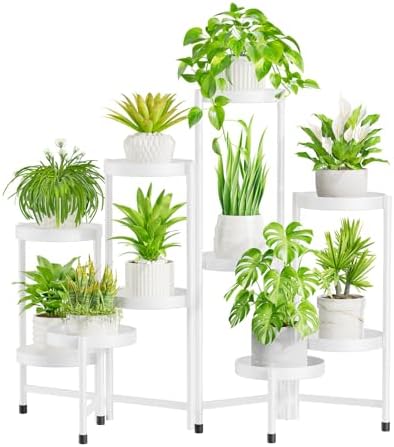 iDavosic.ly Plant Stand Indoor Outdoor, 10 Tier Metal Corner Shelf, White