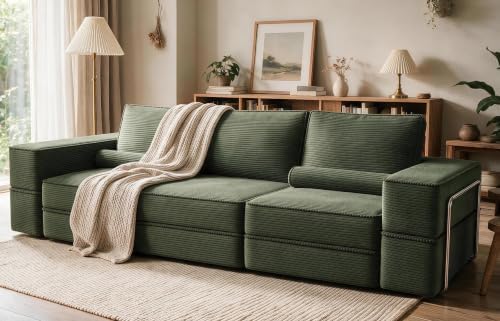 Oversize Convertible Boneless Couch Bed, 103 Inch Corduroy futon Sofa Bed