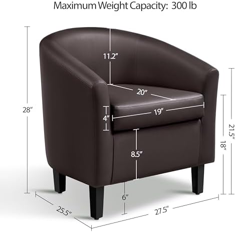 Topeakmart Faux Leather Accent Chair, 300 lb Cap, Espresso