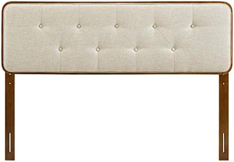 Modway MOD-6233-WAL-BEI Collins Tufted Full Fabric and Wood Headboard, Walnut Beige