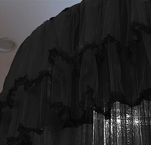 Kertnic Mosquito Net Bed Canopy for Girls, Princess Canopy Bed Curtain Fine Sheer Mesh Dome Bed Canopies, Girls & Adults Lace Tent for Twin Full Queen King Bed (Black)