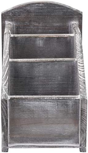 MyGift Graywashed Wood Remote Control Holder, 3-Compartment Organizer