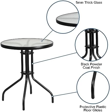 Flash Furniture 23.75 in Round Table, Black