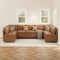 SITJOY Breakfast Nook Bench with Storage, Brown, 9 Seat (2 Corner)