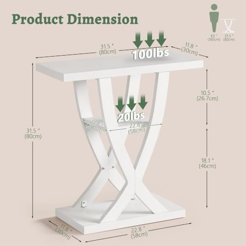 FAVOOSTY 39.4" Entryway Table, 3 Tier Hallway Table, Console Tables for Living Room, Narrow Entrance Table with Storage, Sofa Table Behind Counch, Accent Table for Entry Foyer, White