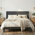 Gizoon Full Bed Frame with Wingback Headboard, Upholstered Platform Bed