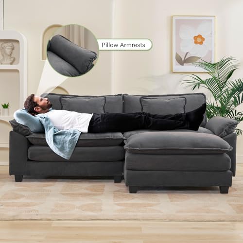 Oprisen 86" Modular Sectional Sofa, Comfy Deep Cloud Couch with Ottoman