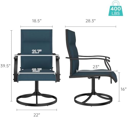 Murago Patio Chairs Set of 4, Outdoor Chairs Set of 4, Patio Chairs, Blue