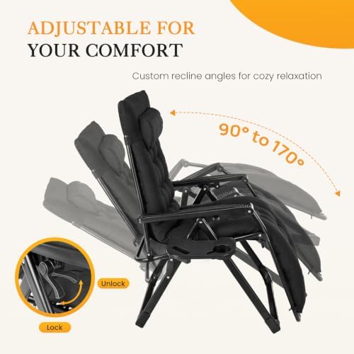 NEWBULIG Zero Gravity Chairs Set of 2 with Cup Holder Trays
