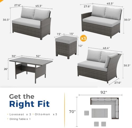 Wisteria Lane 7 Piece Patio Furniture Set, Patio Sectional for All Weather