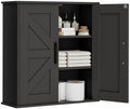 Homleke Bathroom Wall Cabinet, Medicine Cabinet with Adjustable Shelves | 3-Tier Wall Mounted Over Toilet Storage with Barn Doors, for Bathroom, Kitchen, Entryway, Laundry Room, Black, (7.9" D)