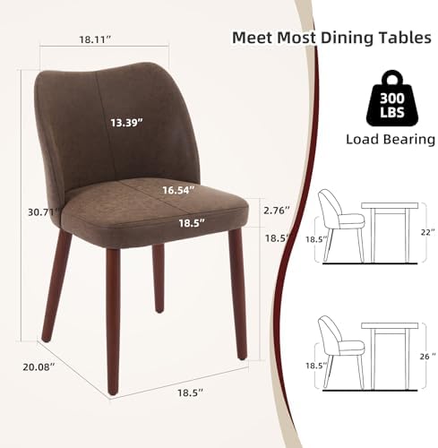 GarveeHome Leather Dining Chairs Set of 4 Upholstered PU Dining Chair with Wood Legs, Wing Backrest, Wooden Kitchen Chairs with Thick Cushions, Leveling Feet for Dining Room, Living Room, Taupe