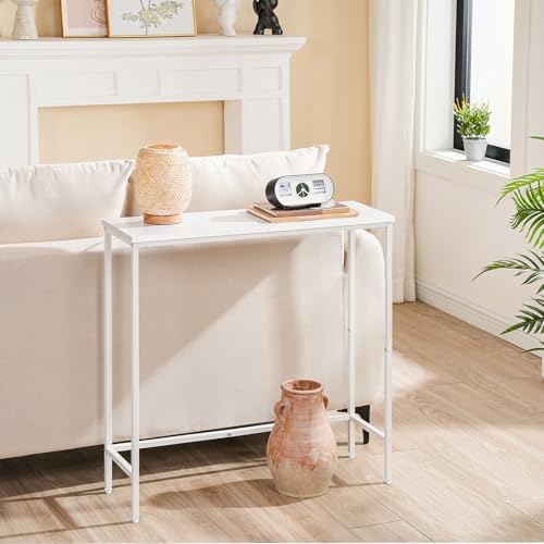 HOOBRO Narrow Console Table, 29.5" Small Entryway Table, Thin Sofa Table, Side Table, Display Table, for Hallway, Bedroom, Living Room, Foyer, White WW75XG01