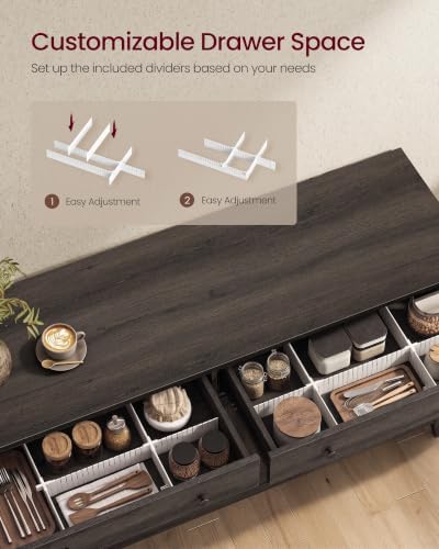 VASAGLE Farmhouse Buffet Cabinet, Coffee Bar with 2 Drawers