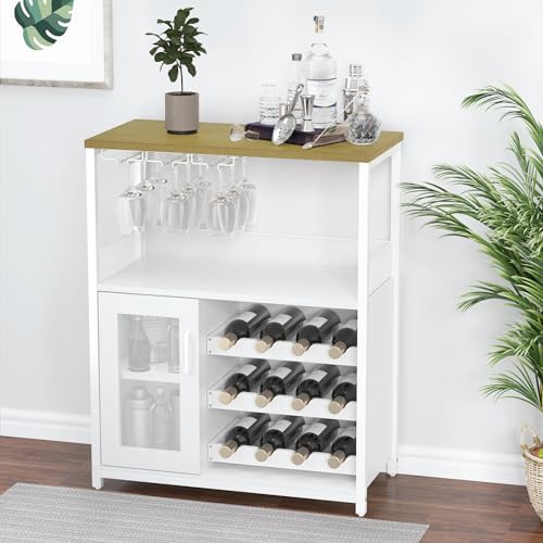 IDEALHOUSE Wine Bar Cabinet with Detachable Wine Rack and Storage Space