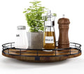 AMH 12-Inch Farmhouse Oak Lazy Susan Organizer, Walnut Finish