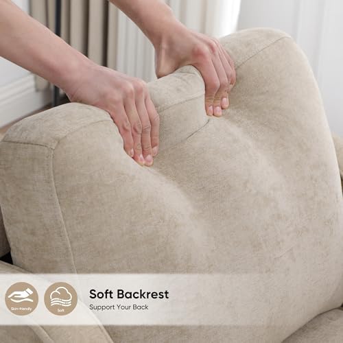 Accent Chairs Set of 2, Upholstered Living Room Chair with Side Pockets, Mid Century Modern Reading Chair for Bedroom, Comfy Armchair Single Sofa Side Chair for Office, Small Room, Light Brown