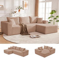 Mangodan 110” Boneless Couch, Cloud Sectional Sofa for Living Room, Camel