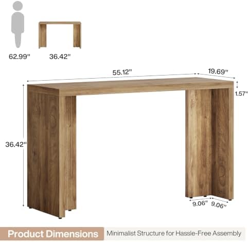 Tribesigns 55.12-Inch Long Bar Table, Modern Counter Height Pub Table