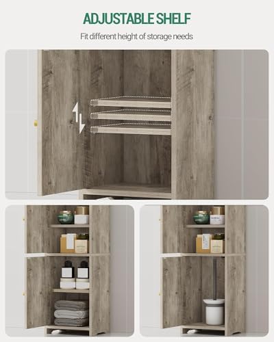 Hzuaneri Bathroom Storage Cabinet, Small Corner Floor Cabinet with 2 Doors | Narrow Toilet Paper Cabinets with Adjustable Shelf, Bathroom Organizer for Small Spaces, 7.9" D x 9.8" W x 29.5" H Greige
